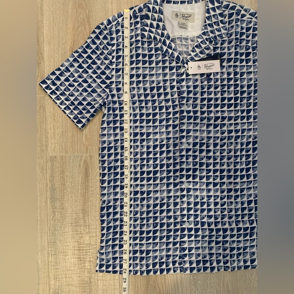 Original Penguin Printed Men’s Short Sleeve Button Down Linen Shirt🐧🏝️☀️ - Picture 5 of 11